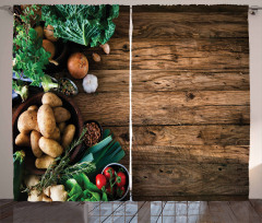 Wooden Table Vegetable Curtain