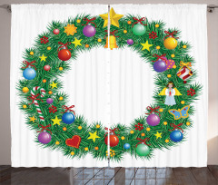 Letter O Xmas Wreath Curtain