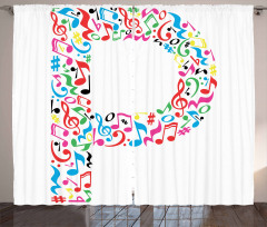 Music Notes Uppercase Curtain
