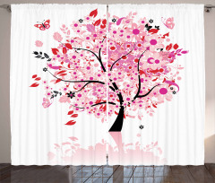 Abstract Tree and Flowers Curtain