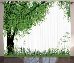 Tree Grass Summer Curtain