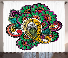 Vivid Colored Pattern Art Curtain