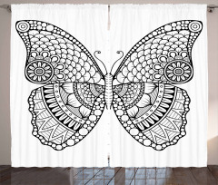 Monochrome Butterfly Graphic Curtain