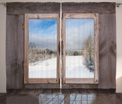 Winter Season Scene Curtain