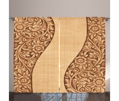 Monochrome Tones Ornate Wood Curtain