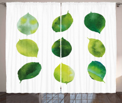 Watercolor Fresh Foliage Curtain