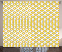 Yellow Vivid Oval Shapes Curtain
