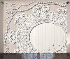 Medallion Lace Ornate Pearl Curtain