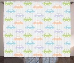 Pastel Cars Pattern Curtain