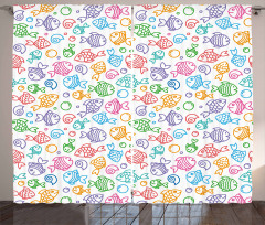 Doodle Fish Happy Aquarium Curtain