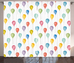Flying Watercolor Balloons Curtain