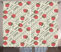 Retro Strawberry Love Curtain