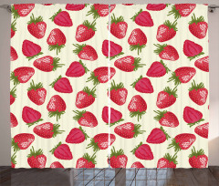Strawberries Vivid Food Curtain