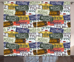 Retro Auto License Plates Curtain