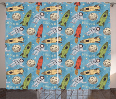 Astronauts with Rockets Curtain