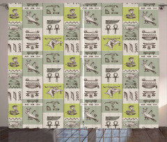 Hieroglyphs Animals Curtain