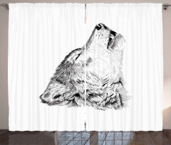 Monochrome Sketch Canine Curtain