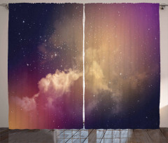 Night Clouds Stars Image Curtain