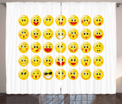 Funny Yellow Round Heads Curtain