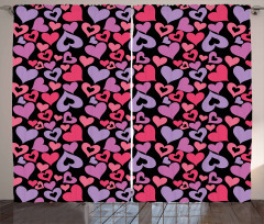 Pinkish Hearts Valentines Curtain