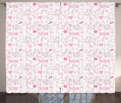 Kissing Birds Eros Cats Curtain