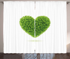 Heart with Fresh Leaves Curtain