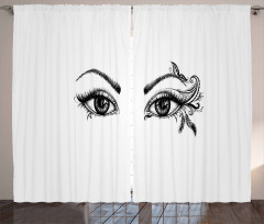 Feather Butterfly Woman Curtain