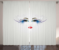 Dreamy Eyes Red Lips Curtain