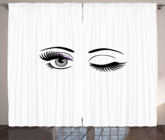 Flirting Winking Woman Curtain