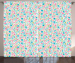 Floral Pattern Polka Dots Curtain