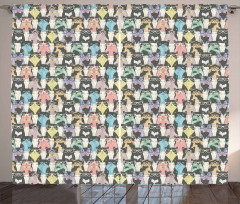 Retro Hipster Bow Ties Curtain