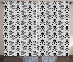 Lace Style Roses Skulls Curtain