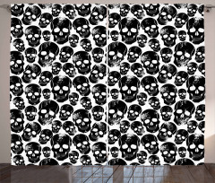 Grunge Black Skulls Curtain