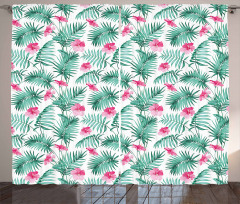 Tropic Ferns Flowers Curtain