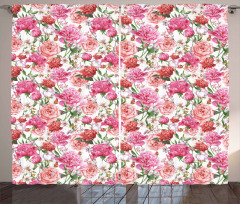 Pink Peonies Roses Curtain