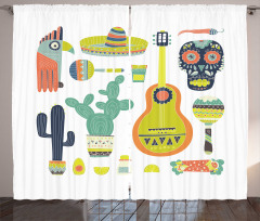 Mexican Motifs Taco Curtain