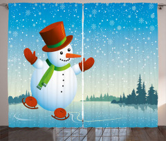 Skating Happy Cartoon Curtain