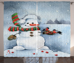 Watercolor Xmas Winter Curtain