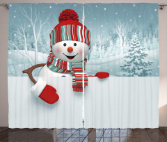 Smiling 3D Mascot Trees Curtain