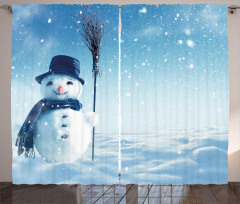 Wintry Land Snowy Cold Curtain