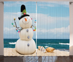 Winter Vacation Coastal Curtain