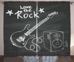 Love Rock Music Sketch Curtain