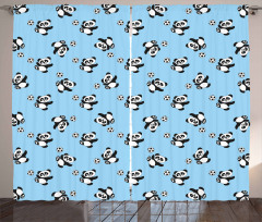 Panda Kicking Ball Curtain
