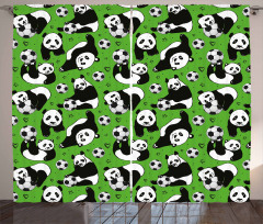 Funny Panda Hearts Stars Curtain
