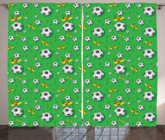 Shoes Balls on Grass Curtain