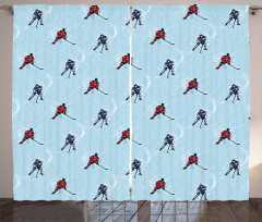 Ice Hockey Pattern Winter Curtain