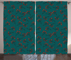 Red Berry Christmas Rustic Curtain