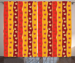 Cat Dog Paw Trace Pattern Curtain