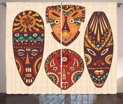 Indigenous Folk Mask Graphic Curtain