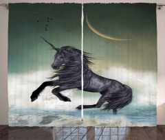 Black Unicorn in Ocean Curtain